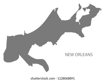 New Orleans Louisiana city map grey illustration silhouette shape