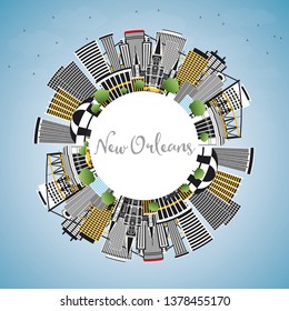 New Orleans Louisiana City Skyline with Gray Buildings, Blue Sky and Copy Space. Vector Illustration. Travel and Tourism Concept with Modern Architecture. New Orleans USA Cityscape with Landmarks.