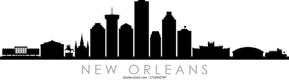 NEW ORLEANS LOUISIANA City Skyline Silhouette Cityscape Vector