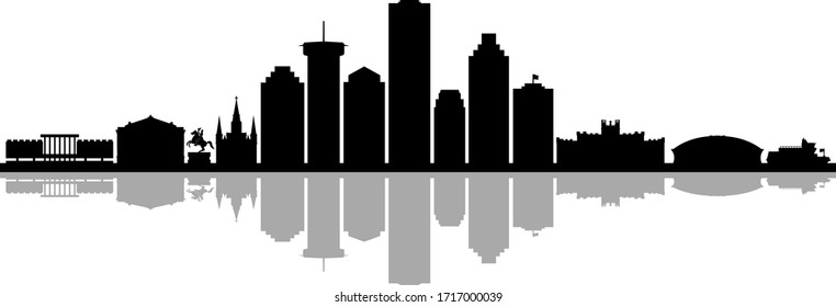 NEW ORLEANS LOUISIANA City Skyline Silhouette Cityscape Vector