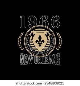 New Orleans, Louisiana design for t-shirt. Football tee shirt print. Typography graphics for sportswear and apparel. Vector illustration.