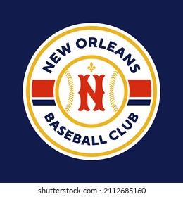 New Orleans, Louisiana. Illustration vector graphic of Baseball logo. Vintage Logo Design Template Inspiration