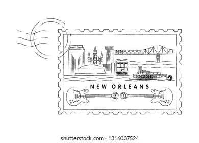 New Orleans, Louisiana minimal vector illustration and typography design 