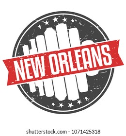 New Orleans Louisiana Round. Travel Stamp Icon Skyline City Design. Seal Badge Vector Illustration.