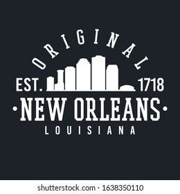 New Orleans Louisiana Skyline Original. A Logotype Sports College and University Style. Illustration Design Vector. 