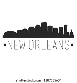 New Orleans Louisiana Skyline. Silhouette City Design Vector Famous Monuments.