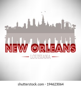 New Orleans Louisiana Skyline Silhouette Vector Design.