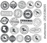 New Orleans, Louisiana Stamp. Vector Art Postal. Passport Travel Design. Travel and Business Set.	