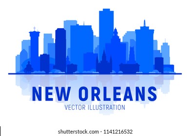 New Orleans Louisiana united states city skyline silhouette vector illustration on white background. Business travel and tourism concept with modern buildings. Image for presentation, banner