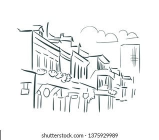 New Orleans Louisiana usa America vector sketch city illustration line art 