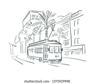 New Orleans Louisiana usa America vector sketch city illustration line art 