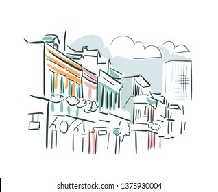 New Orleans Louisiana usa America vector sketch city illustration line art 