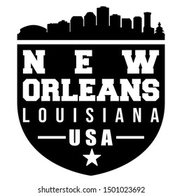 New Orleans Louisiana USA Badge. Vector Stamps City Skyline. Seal Cut File 