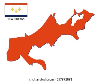 New Orleans Map With Flag