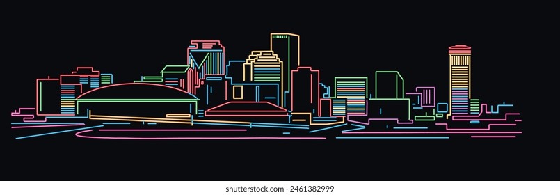 New Orleans Neon light skyline vector illustration