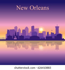 New Orleans silhouette on sunset background vector illustration