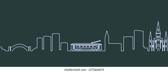 New Orleans Single Line Skyline