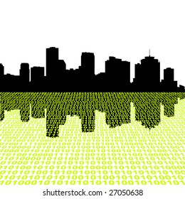 New Orleans skyline with binary perspective foreground