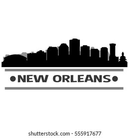 New Orleans Skyline. Cityscape Vector Famous Buildings Clip Art Design.