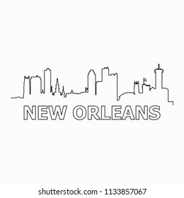 New Orleans skyline and landmarks silhouette black vector icon. New Orleans panorama. United States of America. USA