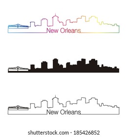 New Orleans skyline linear style with rainbow in editable vector file