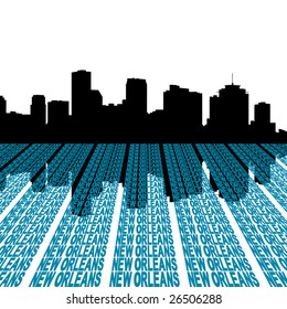 New Orleans Skyline with perspective text illustration