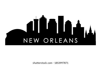 New Orleans Skyline Silhouette. Black New Orleans City Design Isolated On White Background. 