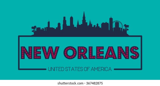 New Orleans skyline silhouette poster vector design illustration