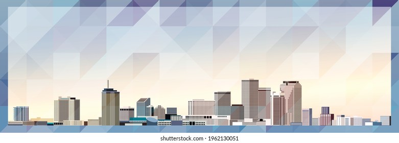 New Orleans skyline vector colorful poster on beautiful triangular texture background