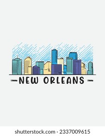 New Orleans USA Skyline Design, USA State Skyline Design 