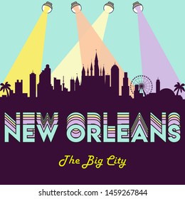 New Orleans USA skyline silhouette flat design vector illustration