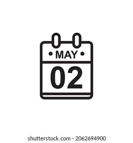New outline vector illustration of flat calendar icon in black and white color. Simple calendar with May 2