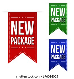 New package banner design set over a white background, vector illustration