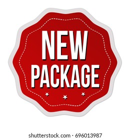 New package sticker or label on white background, vector illustration