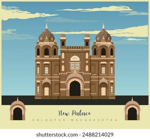 New Palace Kolhapur - Maharashtra - Stock Illustration as EPS 10 File