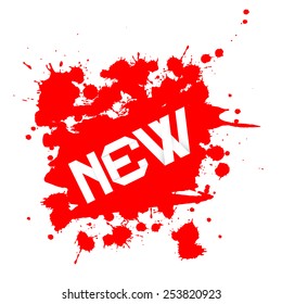 New Paper Vector Title on Red Splash Isolated on White
