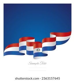 New Paraguay red white blue wavy flag ribbon concept design template. Premium Paraguay flag vector design on abstract blue background