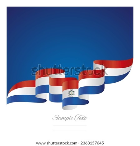 New Paraguay red white blue wavy flag ribbon concept design template. Premium Paraguay flag vector design on abstract blue background Foto d'archivio © 