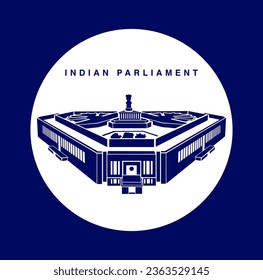 The New Parliament of India building vector sign.