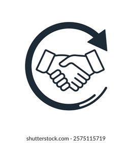 New partnership. Extend agreement. Contract prolongation.Vector illustration icon isolated on white background.