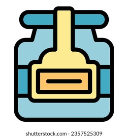 New peanut butter icon outline vector. Nut jar. Cream food color flat