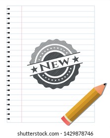 New with pencil strokes. Vector Illustration. Detailed.