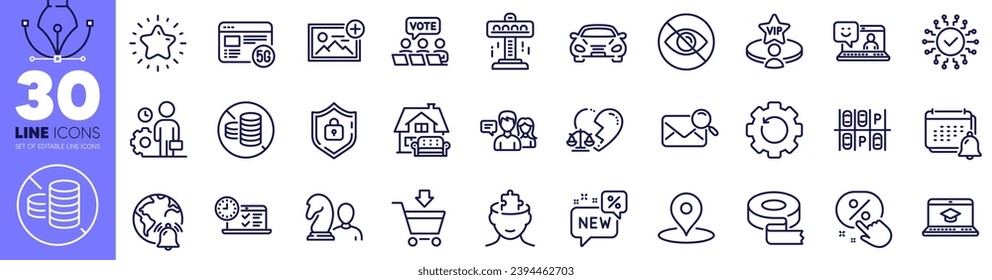 New, People talking and Mental conundrum line icons pack. Not looking, Website education, Pin web icon. Smile, Internet notification, Divorce lawyer pictogram. No cash, Attraction, Shield. Vector