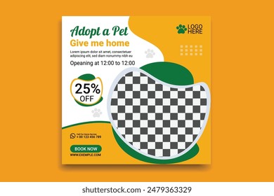 New Pet social media promotion instagram banner post design template Premium vector