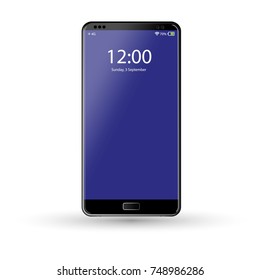 New phone front and black vector drawing eps10 format isolated on white background.