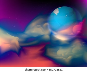 New planet in the universe scene vector nature galaxy background