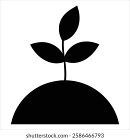 New Plant Growing Silhouette Vector Illustration Young Sprout Growth Icon Nature Symbol Minimalist Design