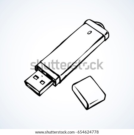 New pocket gb chip isolated on white backdrop. Freehand linear black ink hand drawn picture emblem in art contemporary contour scribble style pen on paper. View close up with space for text