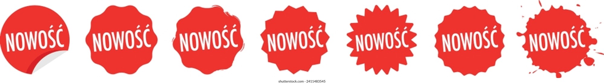 Nowość, New in Polish on red sticker