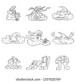 new poop characters doodle selection of funny monsters